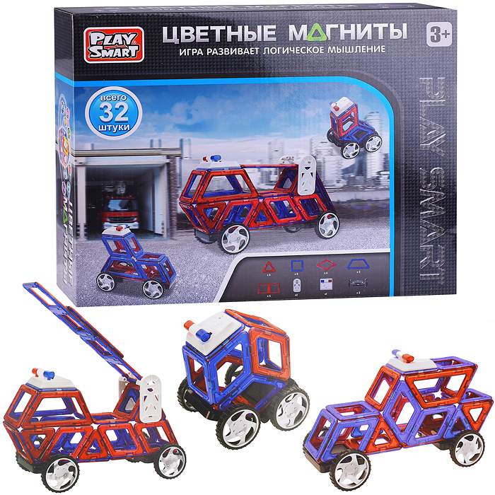 Конструктор магнитный 2486 "Цветные магниты" 32 дет., в коробке