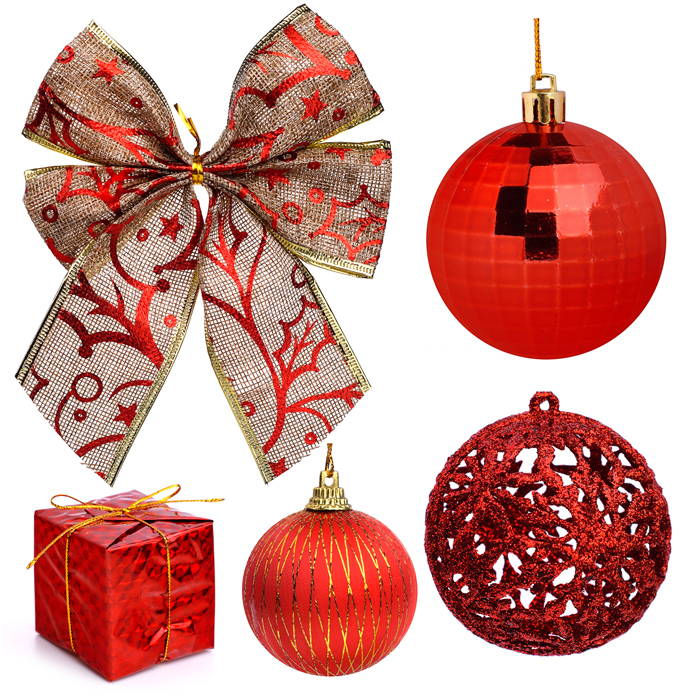 Набор новогодних шаров S1668 "Новогодний переполох" красные (6см*16шт)