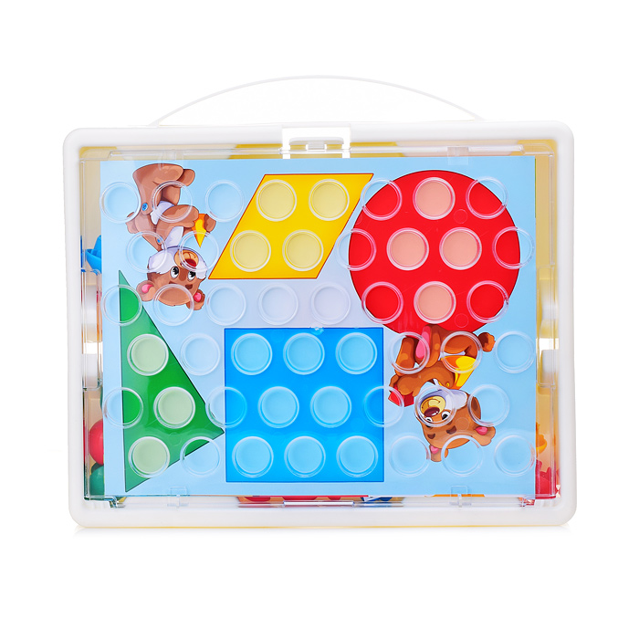 Игра 4в1 (Мозаика, Мемо, Лабиринт, Лото) Серия "Мозайкин" чемодан в коробке 