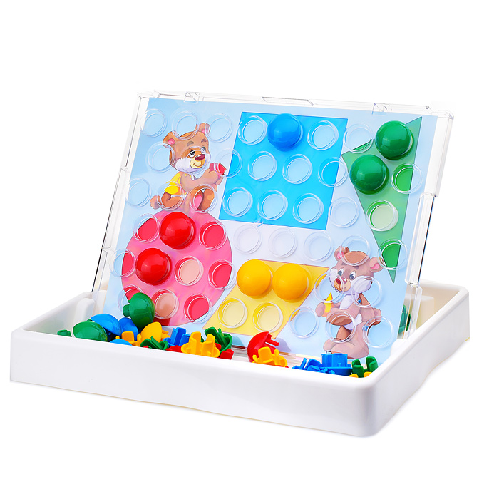 Игра 4в1 (Мозаика, Мемо, Лабиринт, Лото) Серия "Мозайкин" чемодан в коробке 