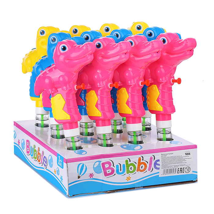 Фото к товару Мыльные пузыри 00-4067 "Крокодил" стреляет водой, 23 см. Мыльные пузыри 00-4067 "Крокодил" стреляет водой, 23 см.