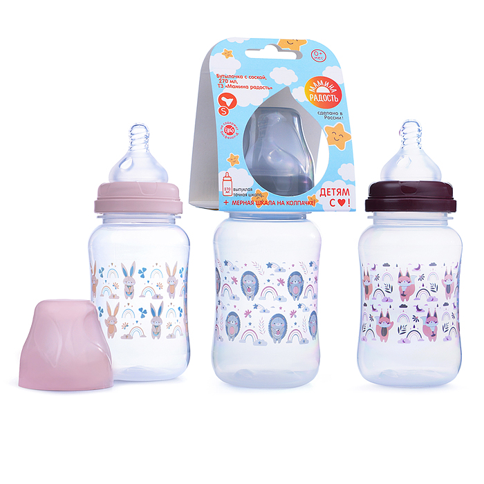 Бутылочка для кормления 270мл "Лесные зверята"