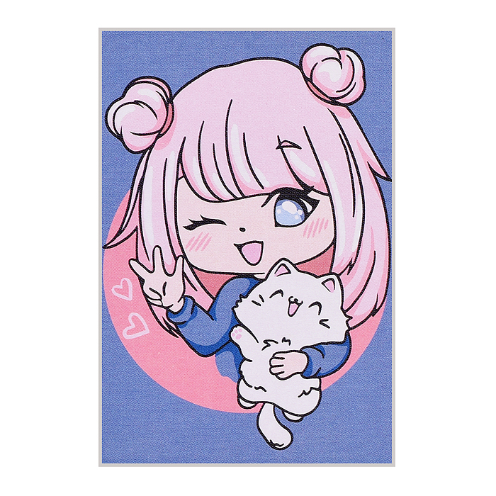 Набор для раскрашивания по номерам (на картоне) 30 х 20 см "Анимешка с котиком"