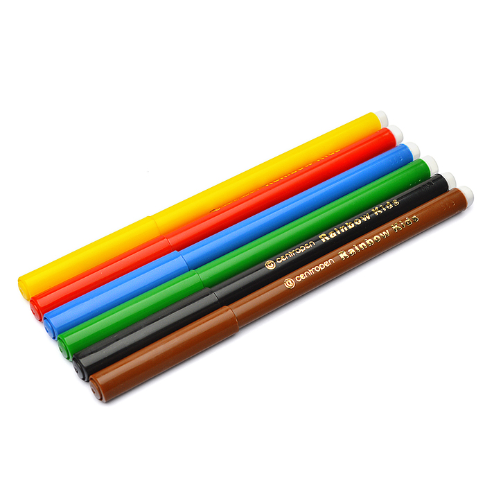Фломастеры 6 цветов "Centropen Rainbow Kids" с трехгранным держателем (смываемые)