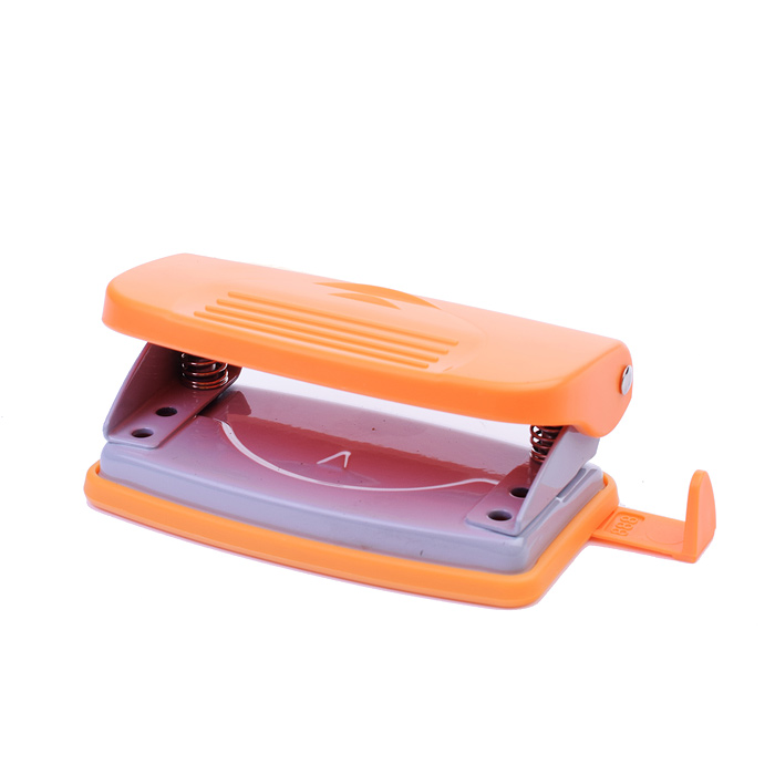 Дырокол "Neon" (10 листов) пластиковый с линейкой, в картонной коробке, неоновый оранжевый