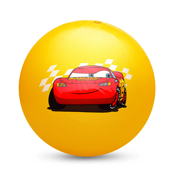 Фото к товару Мяч пвх 23 см "Тачки" с наклейкой, в сетке Мяч пвх 23 см "Тачки" с наклейкой, в сетке