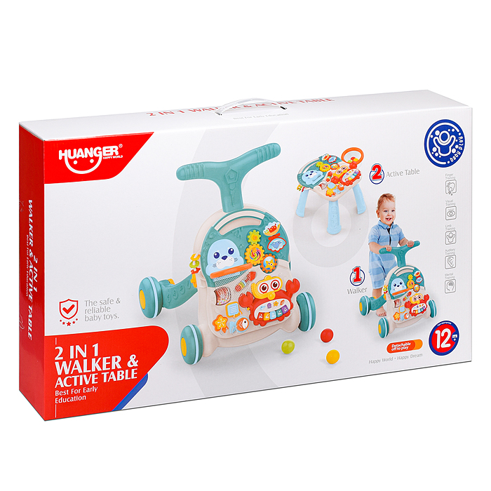 Игровой центр-Каталка HE0828 "Вместе весело" голубой, на батарейках, в коробке