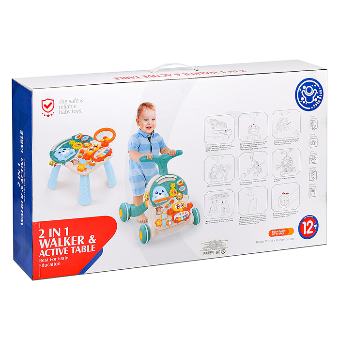 Игровой центр-Каталка HE0828 "Вместе весело" голубой, на батарейках, в коробке