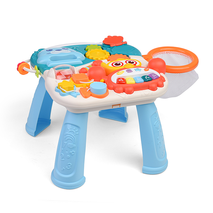 Игровой центр-Каталка HE0828 "Вместе весело" голубой, на батарейках, в коробке