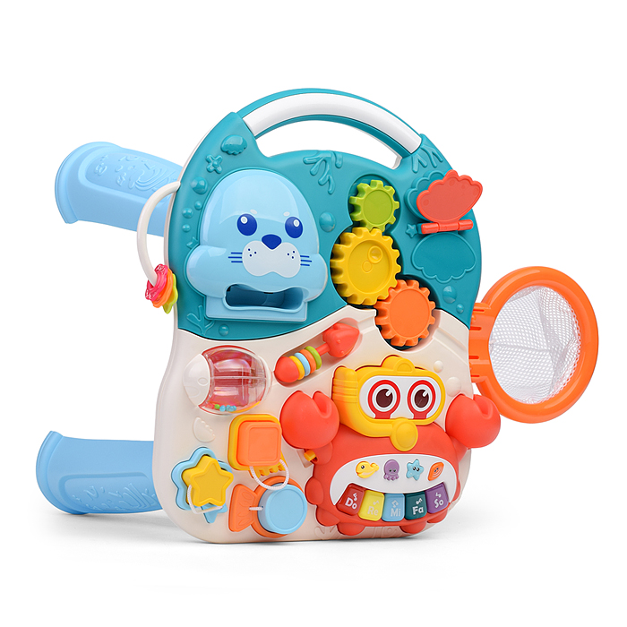 Игровой центр-Каталка HE0828 "Вместе весело" голубой, на батарейках, в коробке