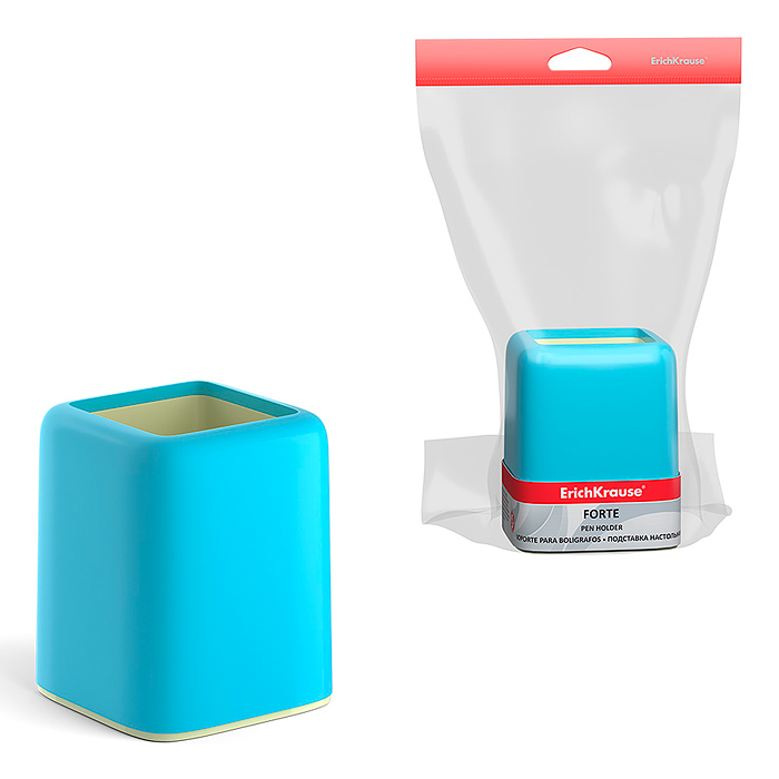 Подставка настольная пластиковая Forte, Pastel, голубая с желтой вставкой