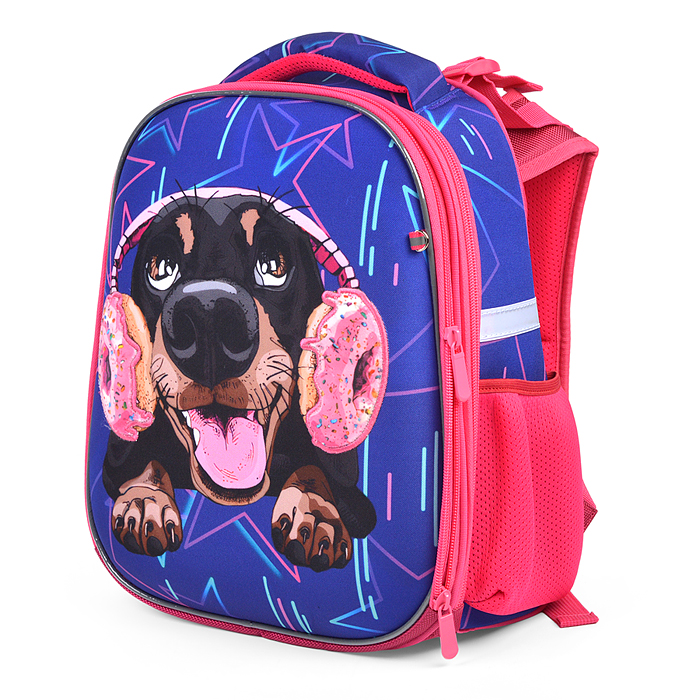 Рюкзак каркасный "Пёс в наушниках" формованный из полимеров, материал: нейлон, полиэстер