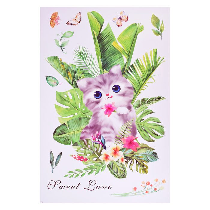 Фото к товару Интерьерная наклейка "Lovely cat" 60x90 см, ПВХ, в пластиковом пакете с блистерным подвесом Интерьерная наклейка "Lovely cat" 60x90 см, ПВХ, в пластиковом пакете с блистерным подвесом