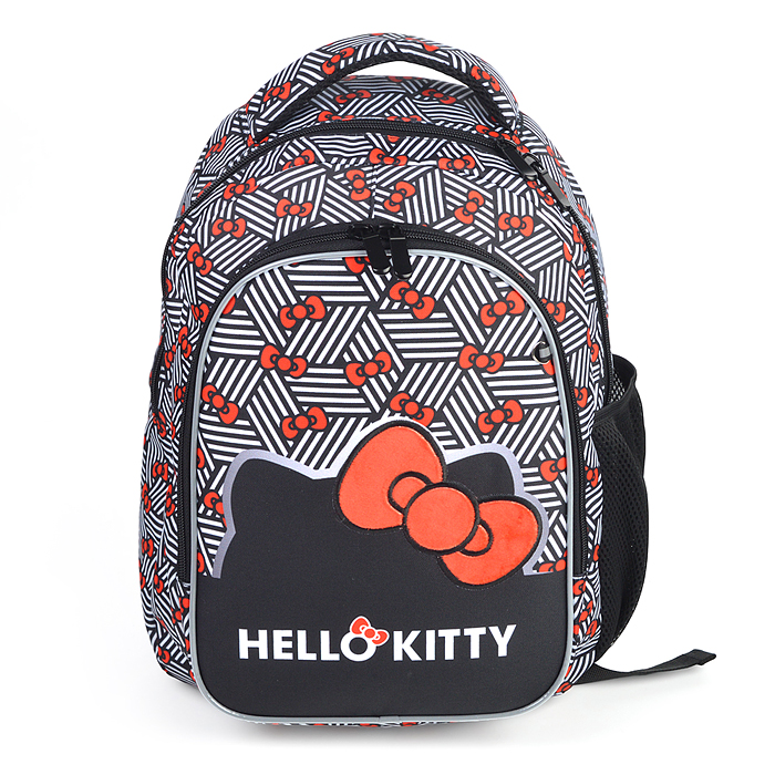 Рюкзак облегченный "Hello Kitty" с анатомической спинкой, 2 отделения на молнии, на каждой молни