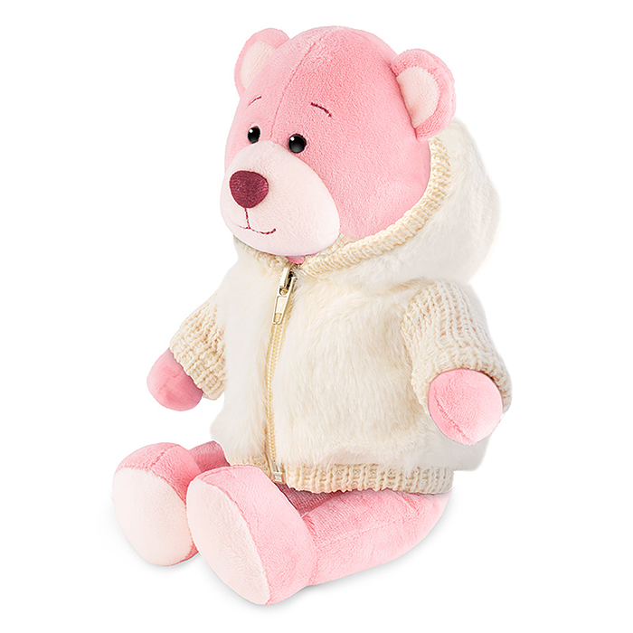 Мишка Молли в меховом худи, 21 см, в коробке  