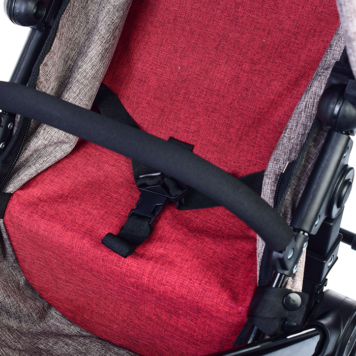 Коляска-трансформер 9622 для кукол, металлическая, с корзиной, цвет красно-серый