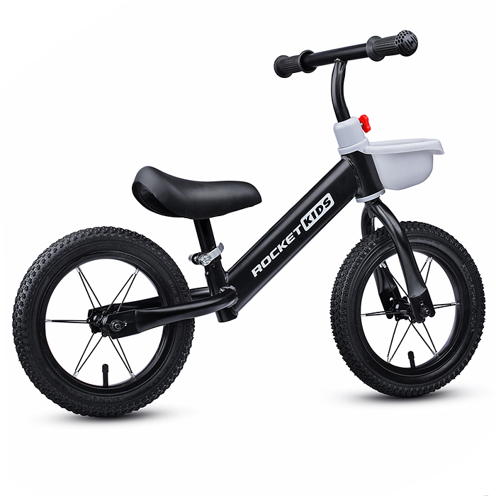 Беговел 12" Rocket, колеса надувные, цвет черный