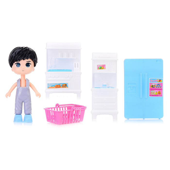 Кукла HY8888-B1 с комплектом мебели для кухни, в пакете