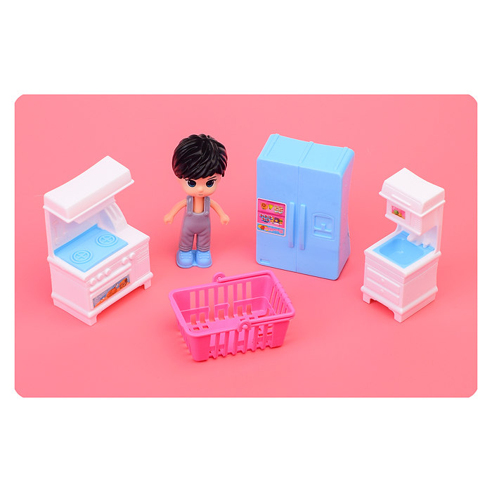 Кукла HY8888-B1 с комплектом мебели для кухни, в пакете
