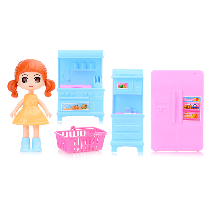 Кукла HY8888-B1 с комплектом мебели для кухни, в пакете