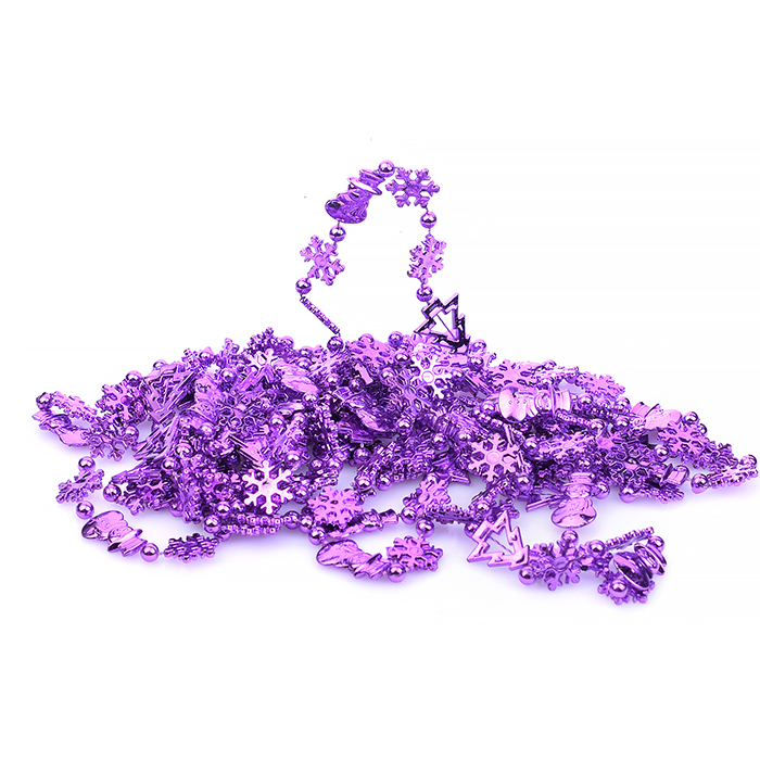 Новогоднее украшение S0974-3 "Бусы" 5м, сиреневые, в банке
