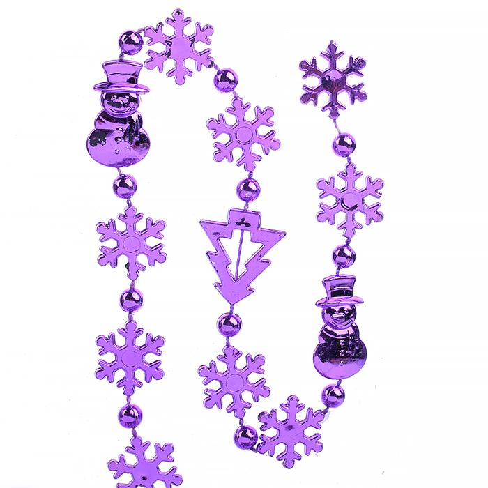 Новогоднее украшение S0974-3 "Бусы" 5м, сиреневые, в банке
