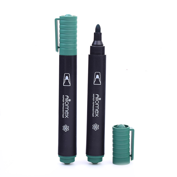 Маркер перманентный круглый корпус, пулевидный наконечник, ширина линии 3 мм, зеленый