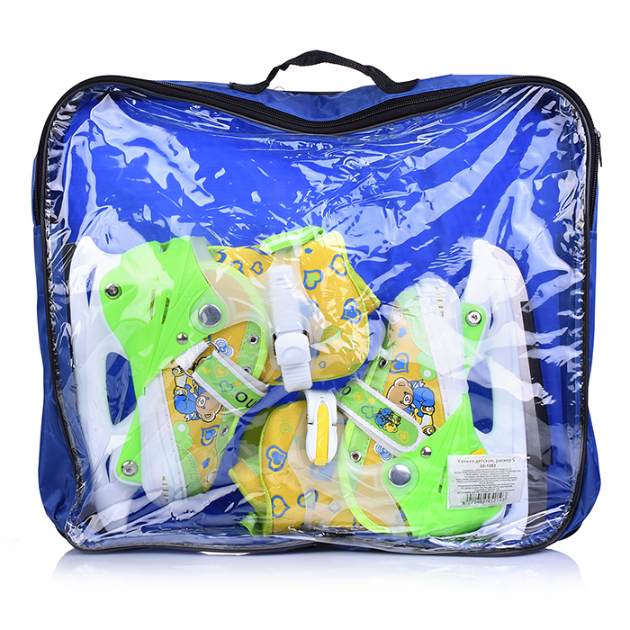 Фото к товару Коньки детские 00-1383, размер S, зеленый Коньки детские 00-1383, размер S, зеленый