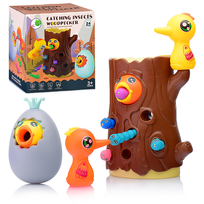 Настольная игра BWN003 "Дятел ловит насекомых" в коробке