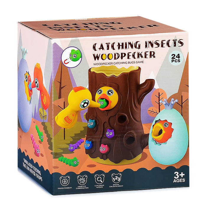 Настольная игра BWN003 "Дятел ловит насекомых" в коробке