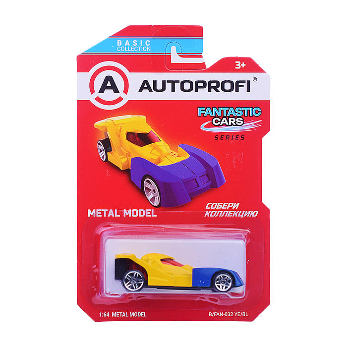 Машинка коллекционная 1:64, Серия Fantastic Cars, желт./синий Машинка коллекционная 1:64, Серия Fantastic Cars, желт./синий