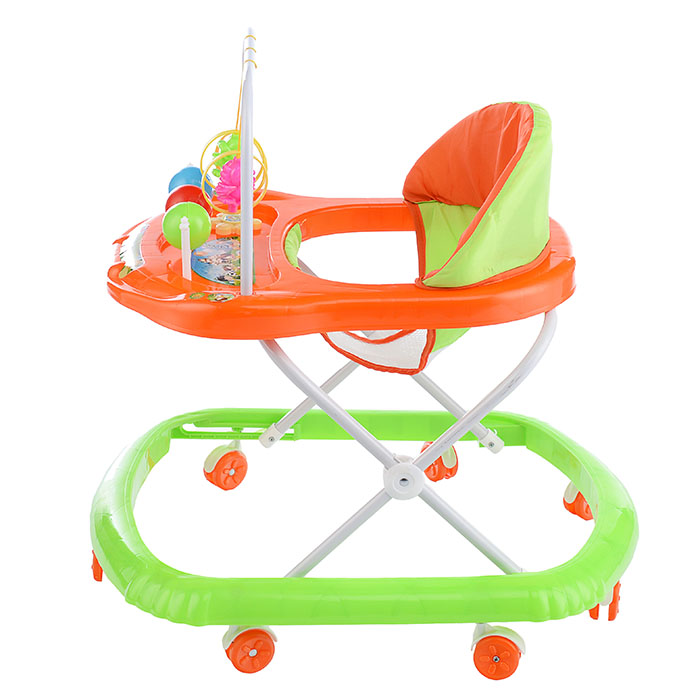 Ходунки 902-E-3 "Шарики" с подвесными игрушками (зеленый-оранжевый) в пакете