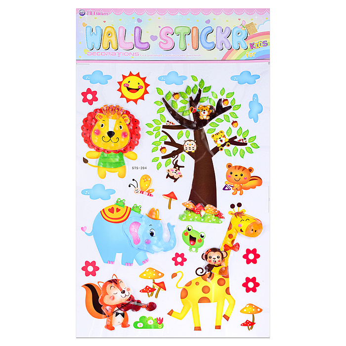 Наклейки интерьерные "Звери" самоклеющиеся фигурные , объёмные , размер наклейки 35*60 см. 