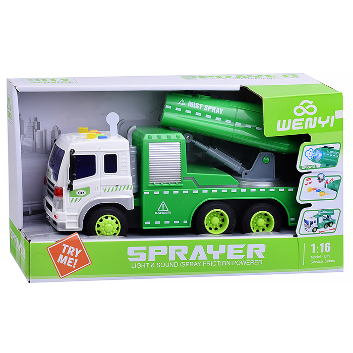 Машина WY352C 1:16 (свет, звук, пар) на батарейках, в коробке (цвет зеленый)