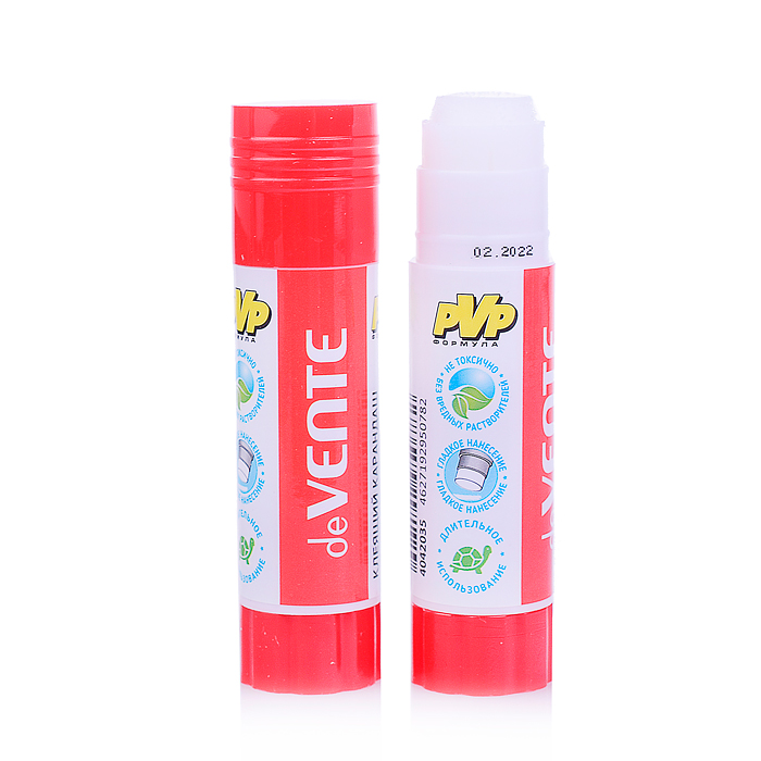 Клеящий карандаш PVP основа, 09 г, (быстросохнущий) в картонном дисплее, с пластиковым поддон