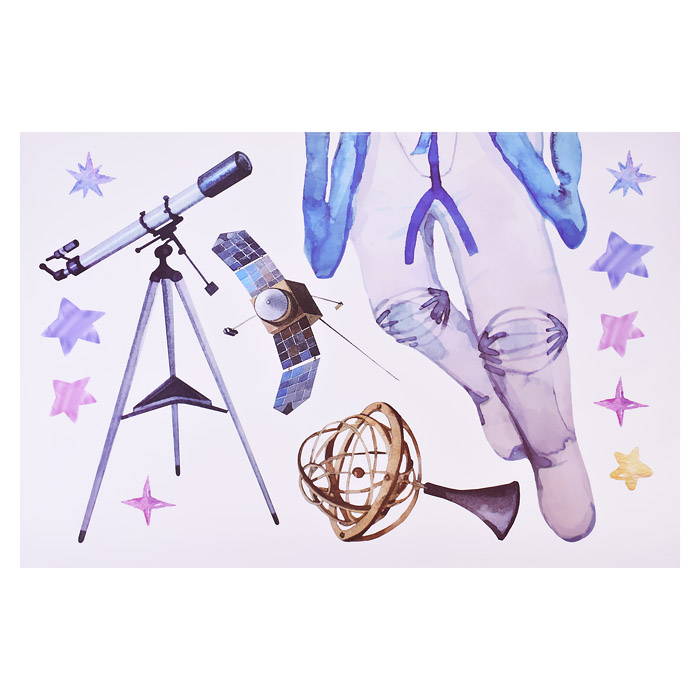 Интерьерная наклейка "В Космосе" 60x90 см, ПВХ,в пластиковом пакете с блистерным подвесом