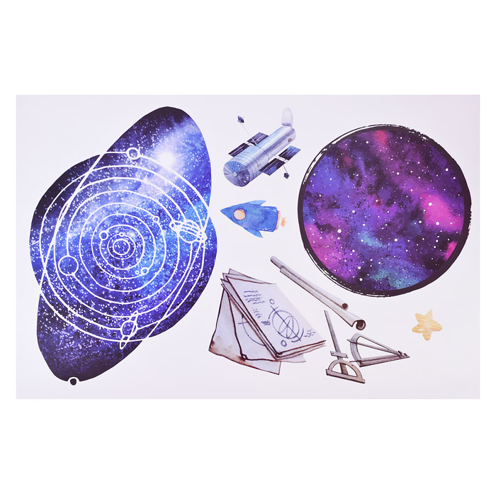 Интерьерная наклейка "В Космосе" 60x90 см, ПВХ,в пластиковом пакете с блистерным подвесом