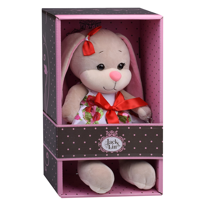 Зайка Лин в летнем цветочном платье, 20 см, 