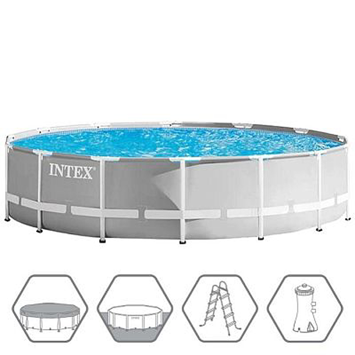 Бассейн каркасный Prism Frame, 427 х 107 см, фильтр-насос, лестница, тент, подстилка, 26720NP INTEX