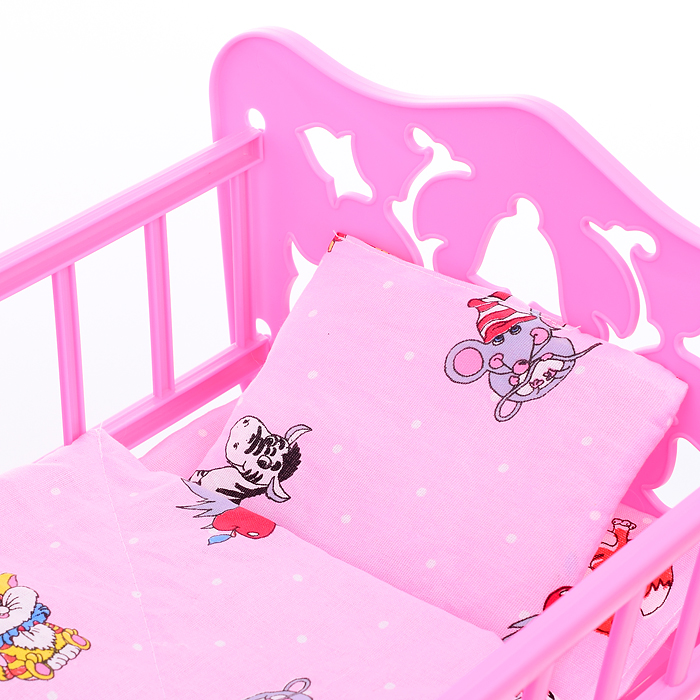 Фото к товару Кровать кукольная (48*30см) с комплектом белья (матрас, подушка, одеяло) (4 пр.) Кровать кукольная (48*30см) с комплектом белья (матрас, подушка, одеяло) (4 пр.)