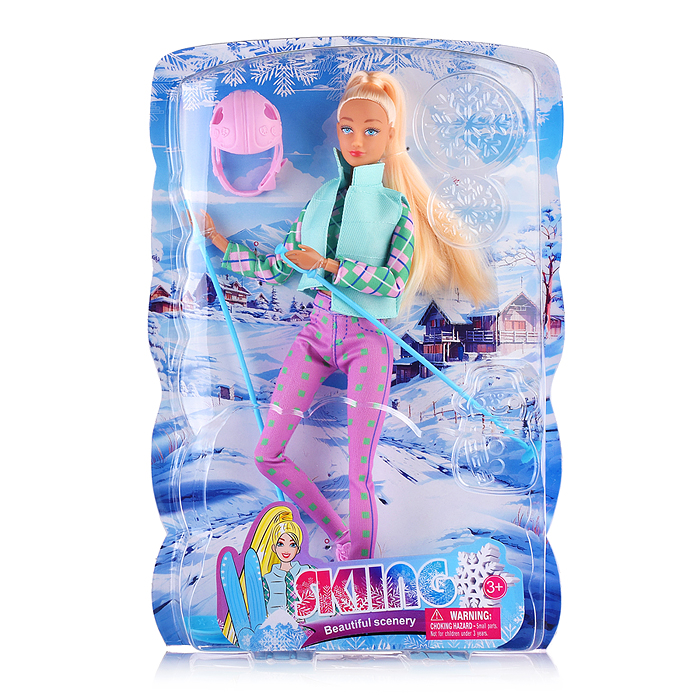 Кукла 8520 "Лыжница" с аксессуарами, на листе