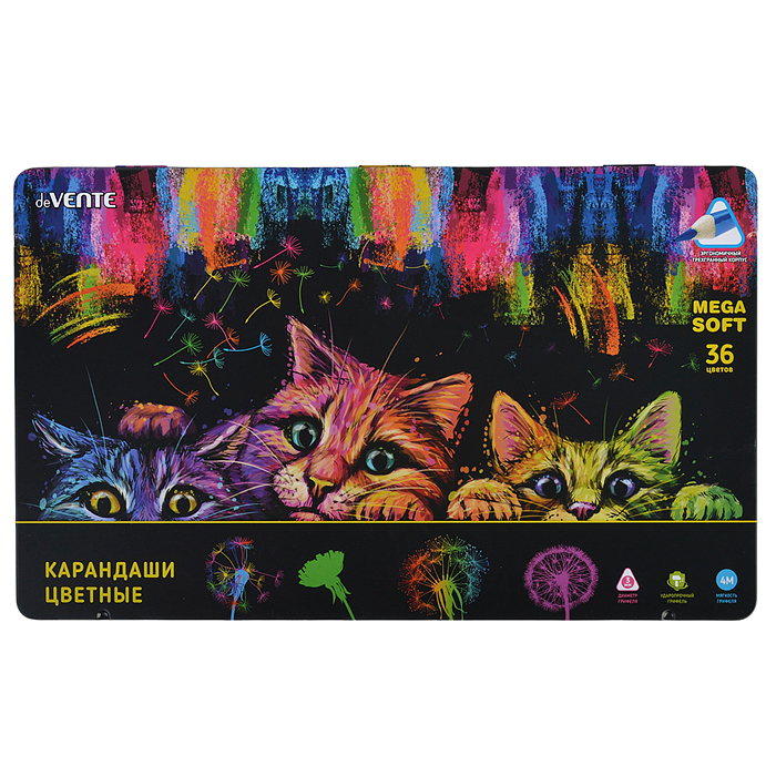 Карандаши цветные "Triolino Ultra 4М" 36 цветов, 4М, диаметр грифеля 3 мм, трехгранные, в п