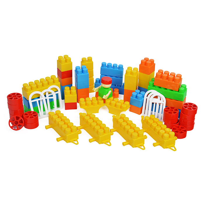 Игрушка-конструктор детский, набор "Паровозик", 68 деталей