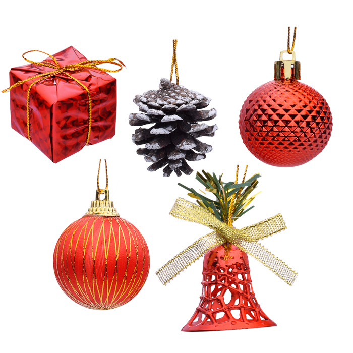 Набор новогодних шаров S1659 "Новогодний маскарад" красные (4см*24шт)
