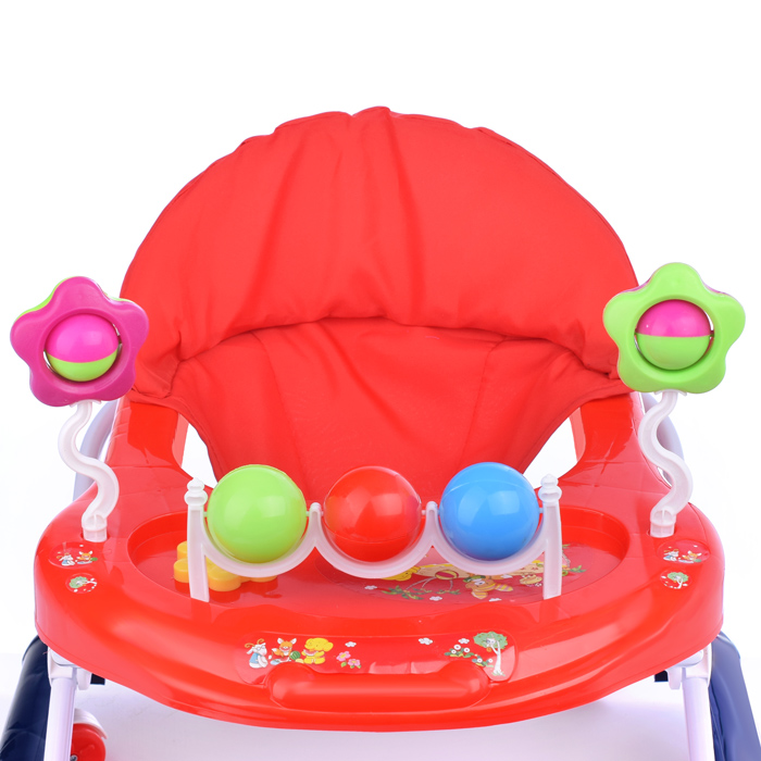 Ходунки 902-C-6 "Шарики с цветочками" с погремушками и шарами (синий-оранжевый) в пакете