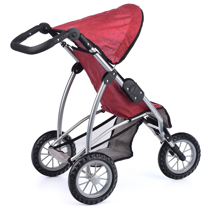 Коляска для кукол 9354 металлическая, складная, прогулочная с козырьком, с  корзиной, большие 