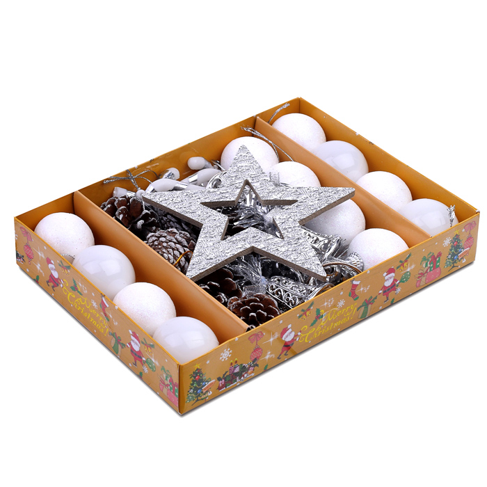 Набор новогодних шаров S1658 "Новогодний маскарад" белые (4см*31шт)