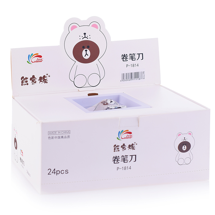 Точилка пластиковая "Мишка" 4х2,5см. в дисплее