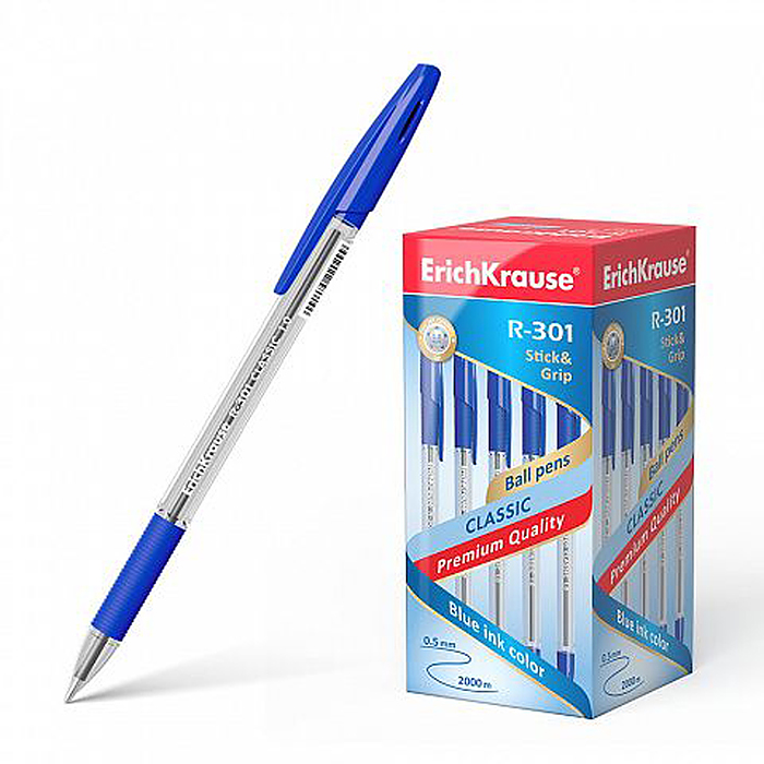 Ручка шариковая R-301 Classic Stick&Grip 1.0, цвет чернил синий 
