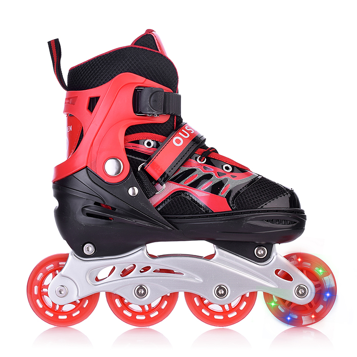Роликовые коньки U001750Y раздвижные, PU колёса со светом, размер M, красные, в сумке
